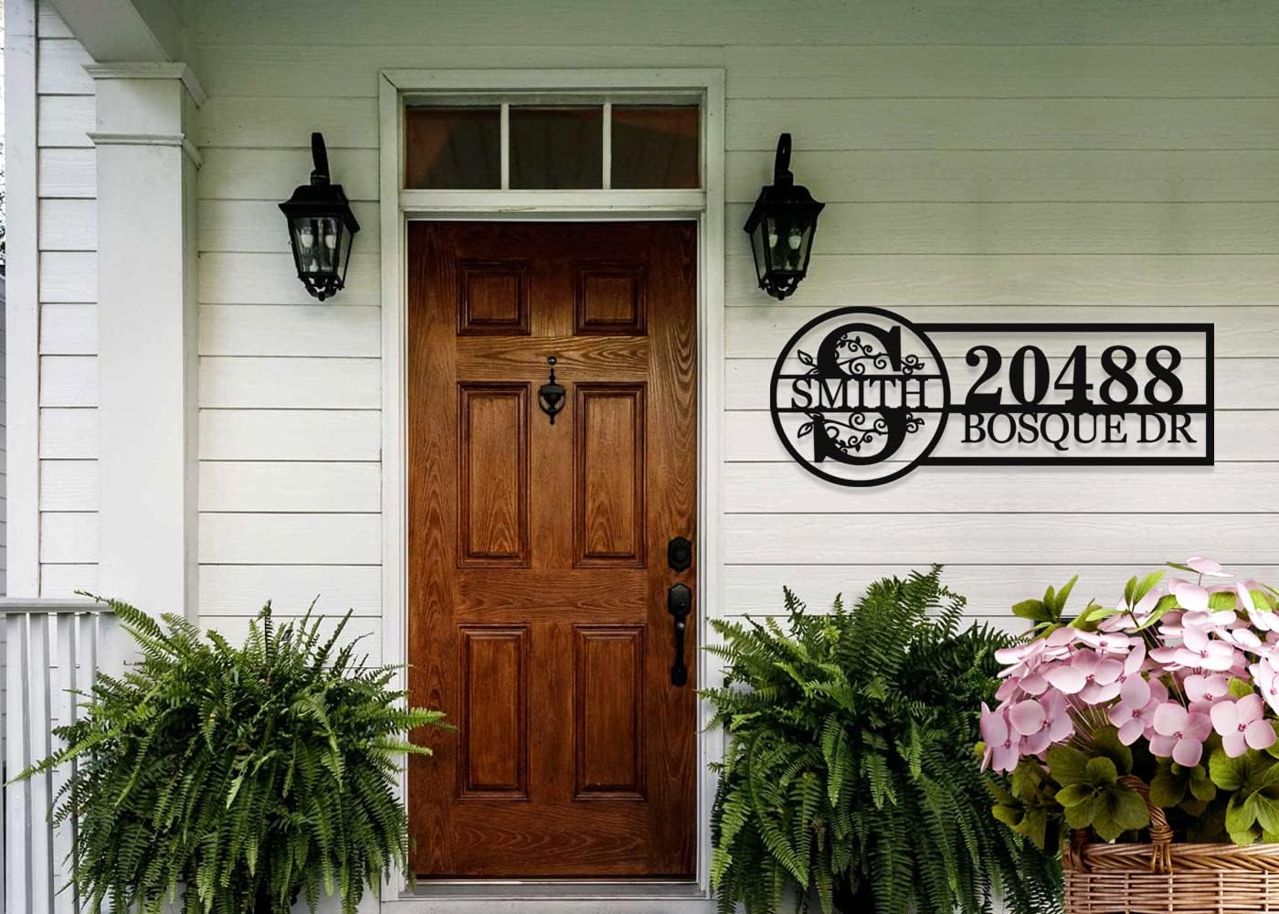 Customized Door Signs Personalized Metal Address Signs House Surname Address Numbers Personalized Metal Outdoor Address Name Signs Outdoor Signs Wall Mounted Signs New House Warm Gifts…