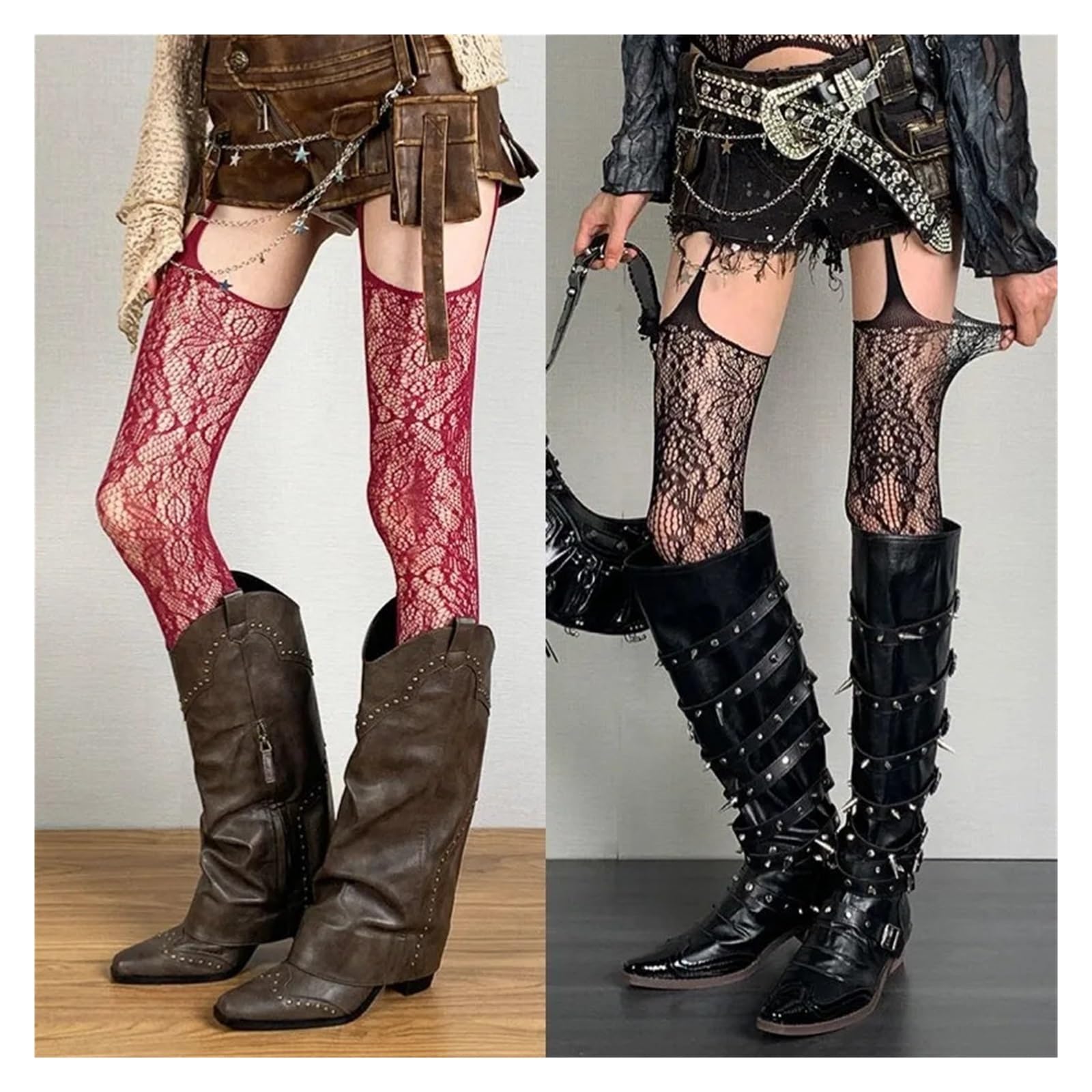 stockings, 6pc Floral Muster Strumpfband Hohl Strümpfe Frauen Spitze Oberschenkel Hohe Fishnet Hosenträger Strumpfhosen Gürtel Strumpfhosen,for lingerie