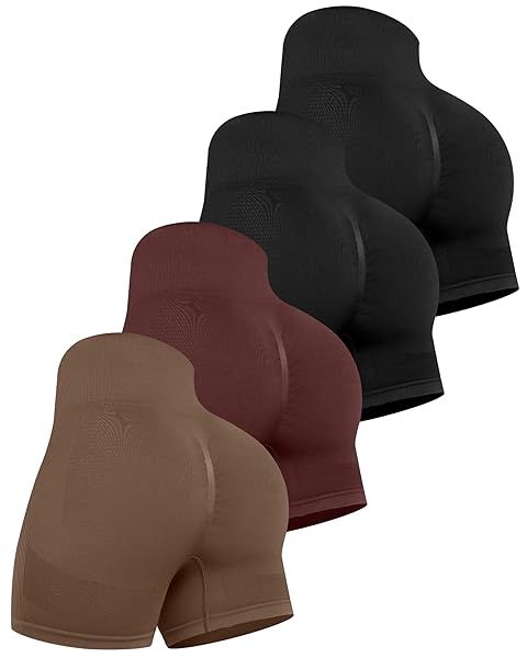 CHRLEISURE Women's 4 Packs Workout Gym Shorts, High Waisted Butt Lifting Scrunch Butt Seamless Booty Shorts