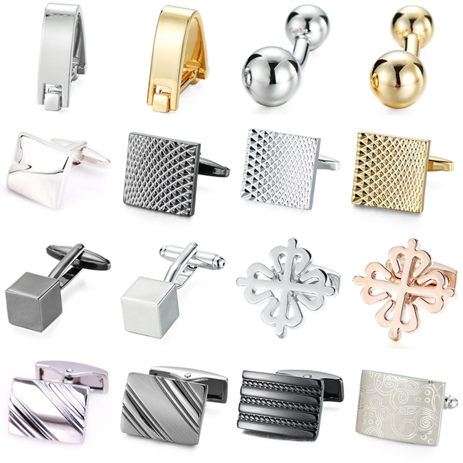 Anzug-Manschettenknöpfe Metall-Manschettenknöpfe, handgeschnitzte Manschettenknöpfe, golden, silbrig, schwarz, Manschettenknopf, erfolgreiche Männer, Schmuck, Geschenk (Metal Color : 3)