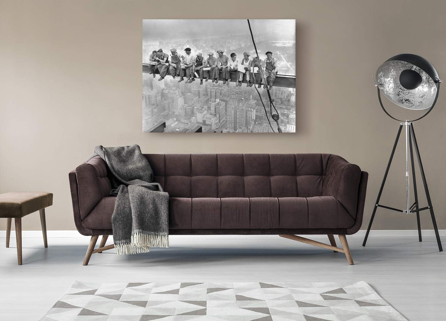 ART PRINT CAFE' Operai che pranzano su una trave a New York, 60x40 | Quadro su tela di altà qualità, 100% Made in Italy, pronto per essere appeso!