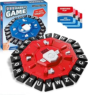 Word Game for Families, Fun for Family Games Night, Fast-Paced Party & Learning Board Games for Kids, 24 Letter Press with LCD Timer, 35 Cards, 2 Game Modes, Perfect for Birthdays–Red