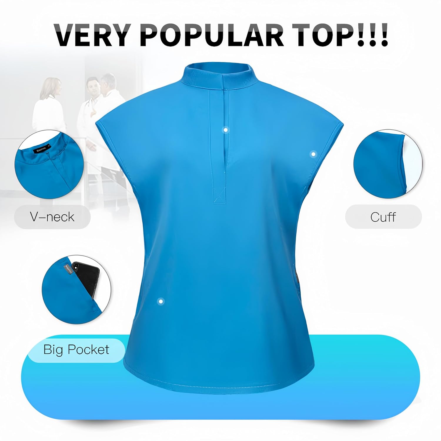 Aylashine Scrubs Medical Uniform,Stretchable,Quick-drying,Unisex Workwear,for Doctors,Nurses,Beauty Salons