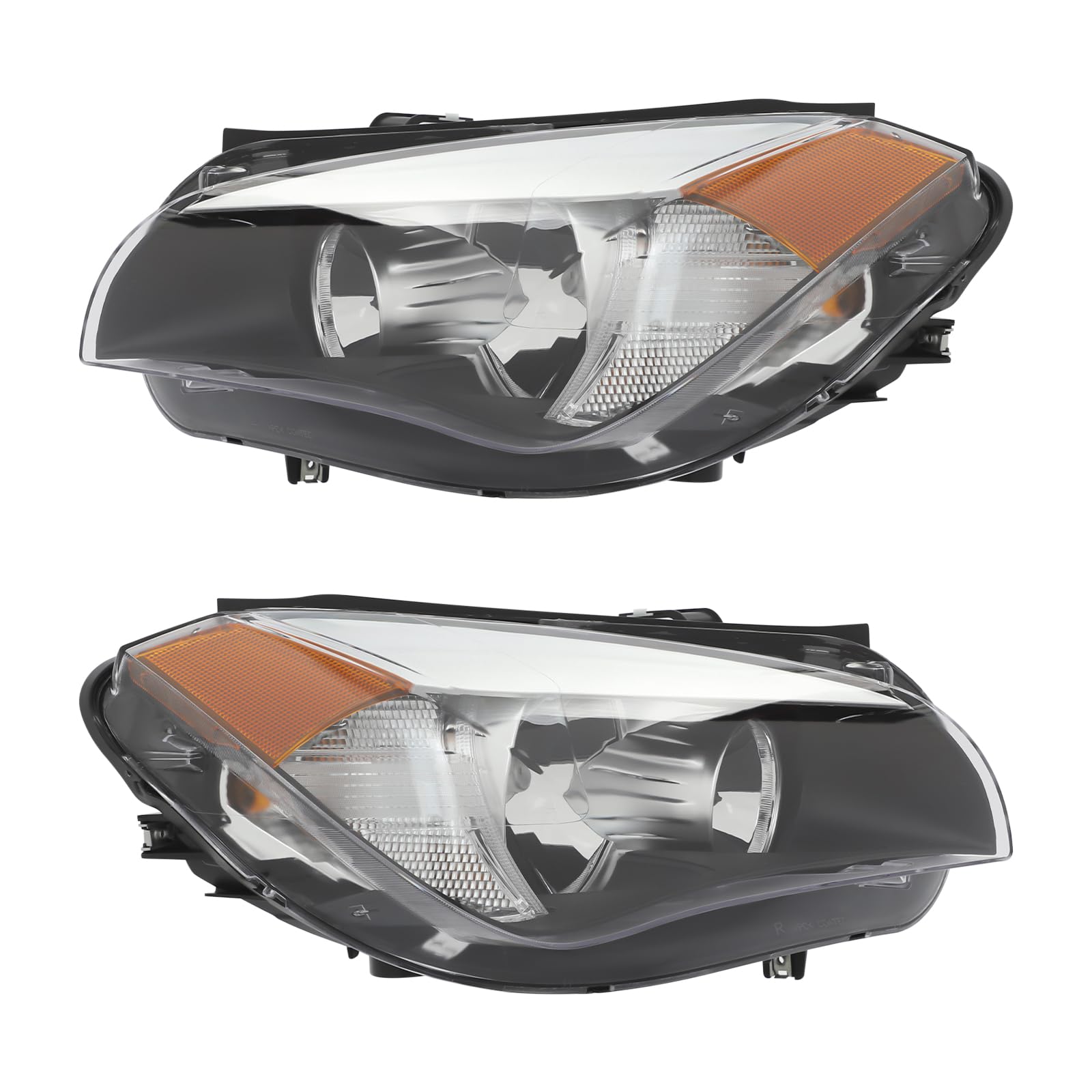 Halogen Headlight Assembly Left+Right Side for 2013-2015 BMW X1 w/Low/High Beam, Turn Signal Light, Driver/Passenger Side Direct Replacement Front