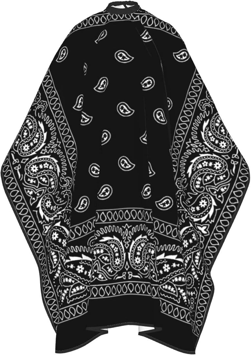 VERTEX&KAIBIN Capa de barbero para corte de cabello para hombres, diseñador de capa Cool Paisley negro, capas de suministros de peluquero profesional