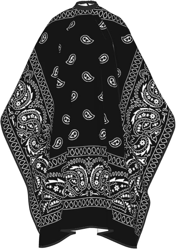 VERTEX&KAIBIN Capa de barbero para corte de cabello para hombres, diseñador de capa Cool Paisley negro, capas de suministros de peluquero profesional