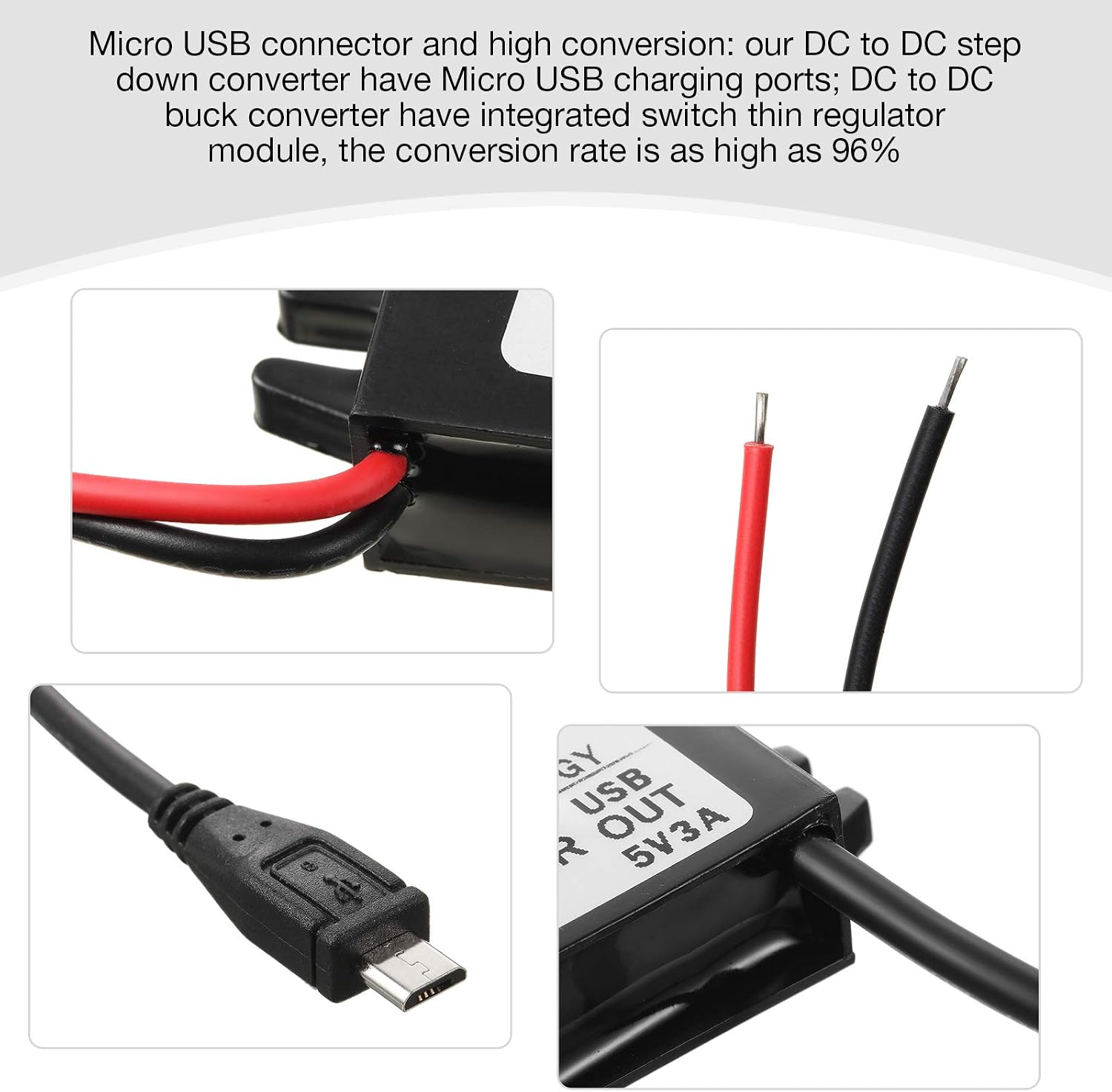 DC-DC Buck Converter Module 12V to 5V Micro USB Power Adapter Compatible with Ring Alarm Keypad (1 Piece)