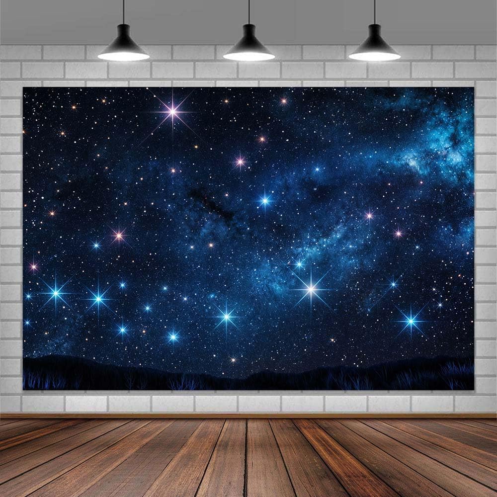 10X10ft Starry Night Sky Backdrop Galaxy Photography Star Background, Outer Space Theme Birthday Party for Boy Kids Backdrops Photo Banner Booth Prop Decorations Wall Decor Tablecloth