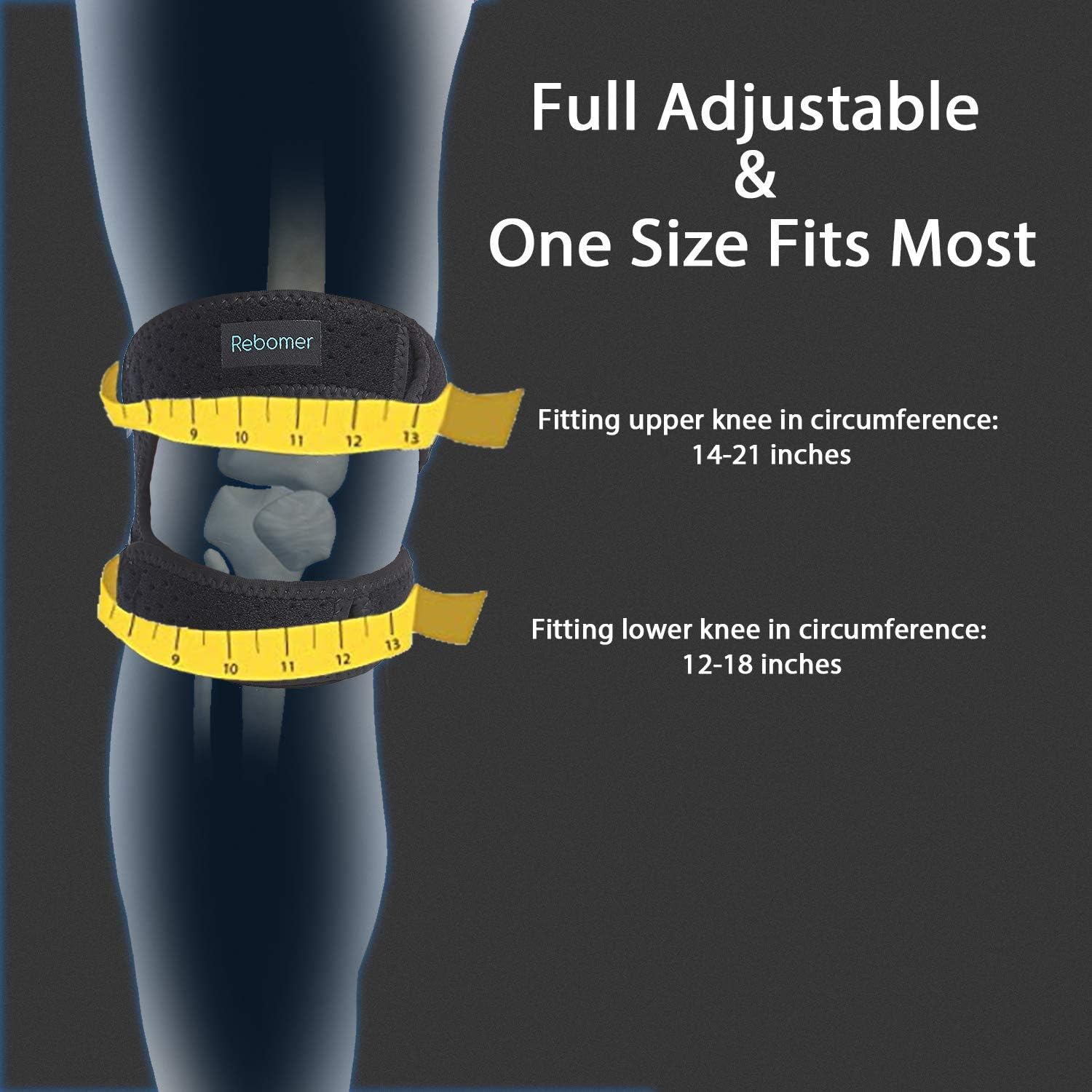 Patella Knee Strap, Adjustable Knee Brace (3D Silicone Insert) for Men & Women, Knee Joint Pain Prevention & Relief & Patella Stabilizer Support for Running, Riding, Football, Hiking.