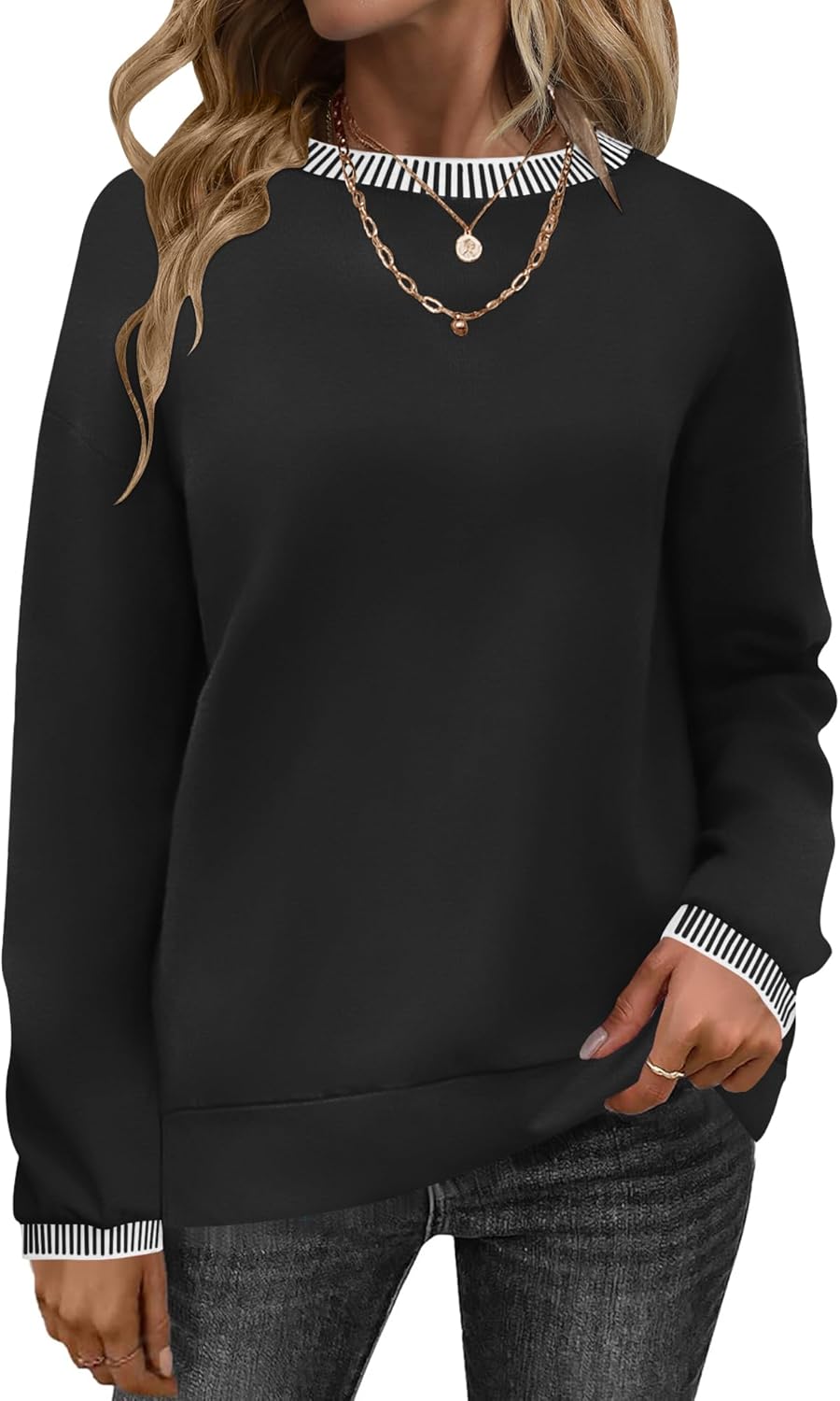 AKEWEI Womens Casual Crewneck Sweatshirts Long Sleeve Shirt Lightweight Tunic Pullover Tops S-XXL AKEWEI Womens Casual Crewneck Sweatshirts Long Sleeve Shirt Lightweight Tunic Pullover Tops S-XXL