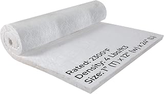 Simond Store Ceramic Fiber Insulation Blanket, 4# Density 2300F, 1" x 12"x 24” Fireproof Insulation for Fireplace, Forge, Furnace, Kiln, Wood Stove, Pizza Oven