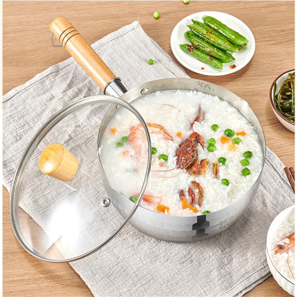 雪平鍋 304ステンレス IH ラーメン鍋 使いやすい片手鍋 蓋付き 家庭用業務用 (22cm)