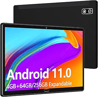 10 Inch Tablet Android 11 64GB/256GB Expandable, 4GB RAM Octa-Core 6000mAh Battery, 4G Cellular Dual Sim Tablet, 13MP Camera HD Touchscreen Google Certified Tablet (2022 Metal Body Black)