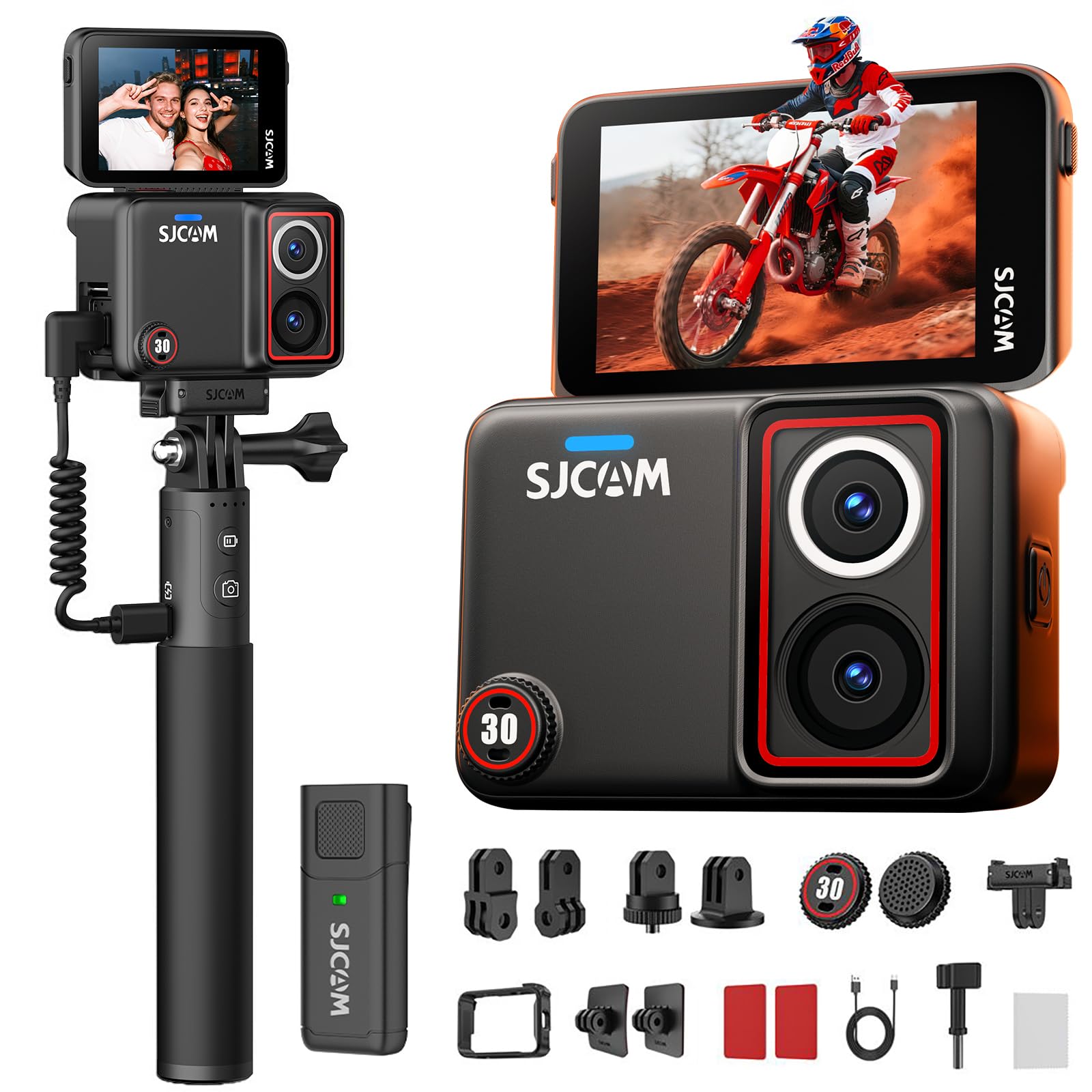 SJCAM SJ30 Creator Combo,8K20FPS,5K45FPS,4K60FPS Action Camera with Dual Lens,7H Battery Handle,Low Light Camera,2.51” Flip Touch Screen, SteadyMotion 2.0 Stabilization,5M Body Waterproof-image-31