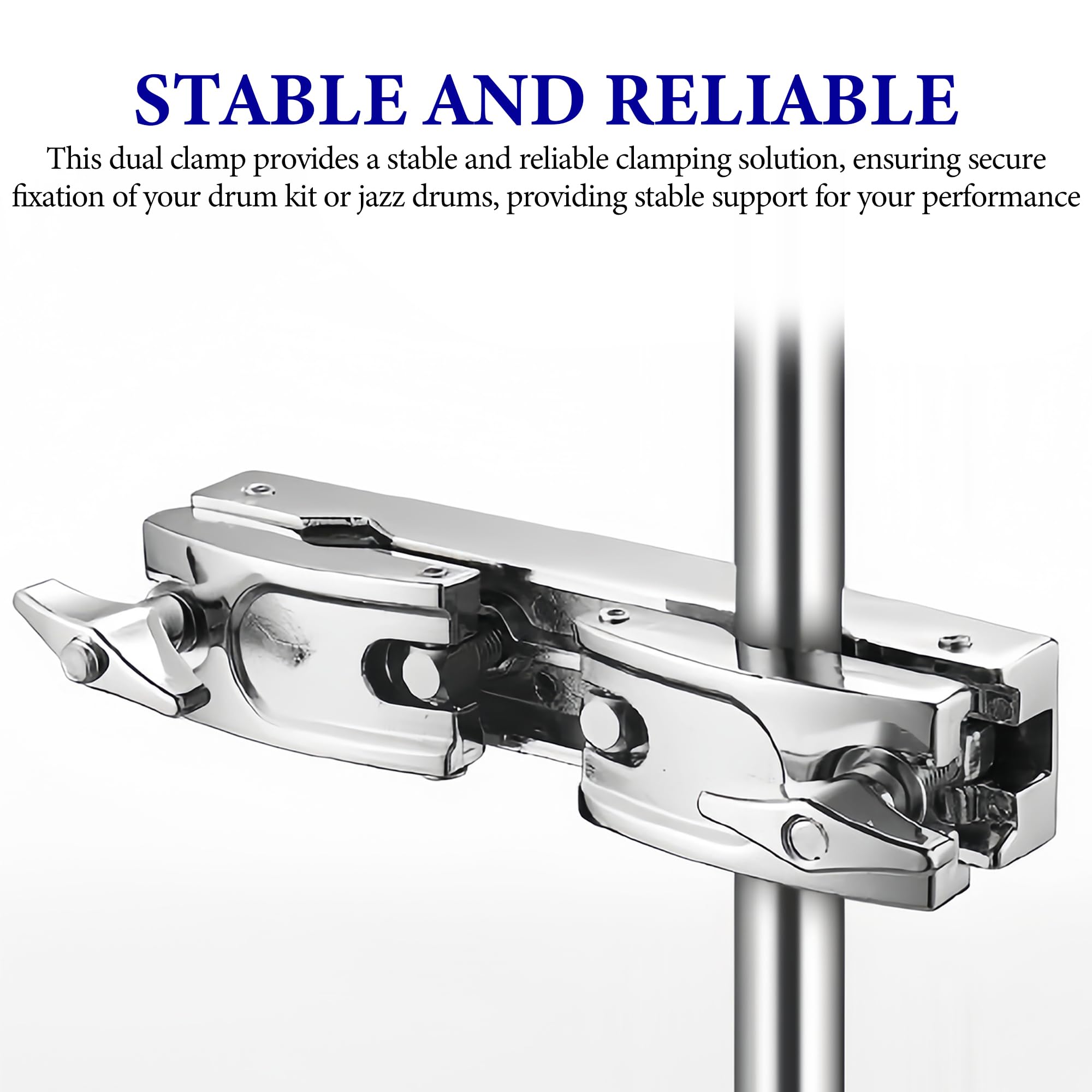 Musiin Silver Dual Drum Clamp with Adjustable Quick Release Structure, Crafted from Quality Stainless Steel Material - Image 2