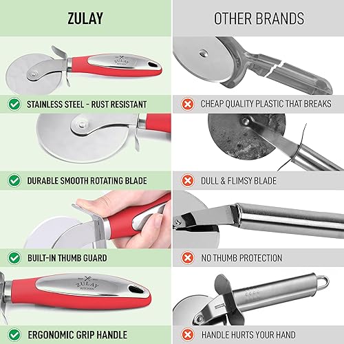 Miniatura 7 de Zulay Kitchen Rueda grande para cortar pizza, cortador de pizza de acero inoxidable de alta calidad, rueda de pizza fácil de limpiar y cortar, mango