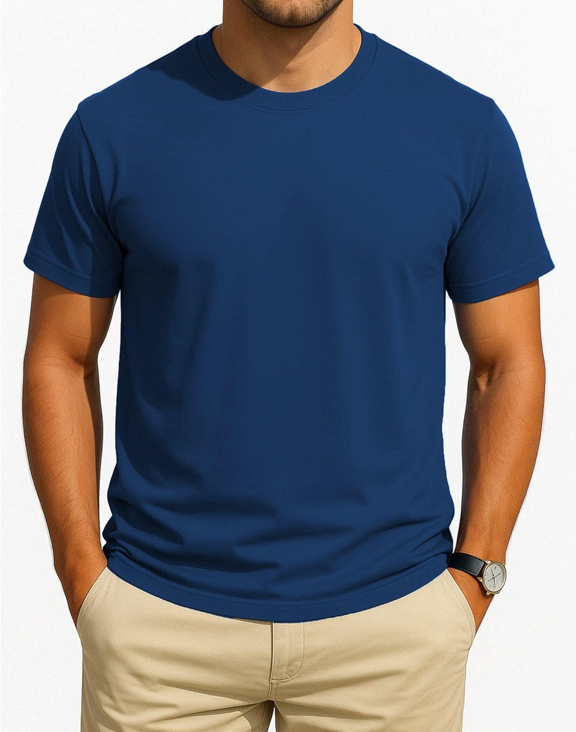 Men's T-Shirts Casual Crew Neck Short Sleeve Fashion Tee Shirts Navy Blue