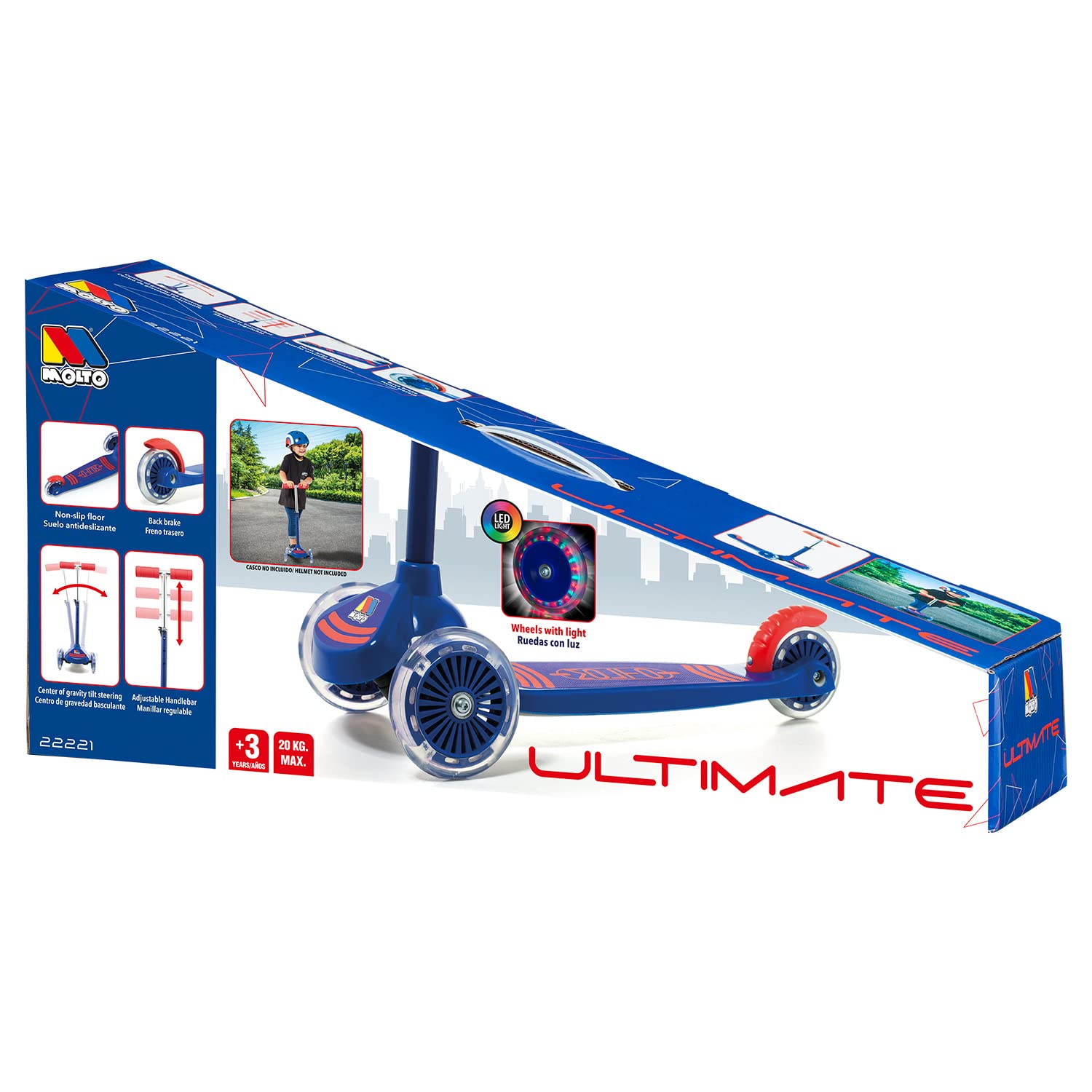 M MOLTO - Maxi Scooter con Luci Blu (24221) Giocattolo, Colore, Grande (Moltò