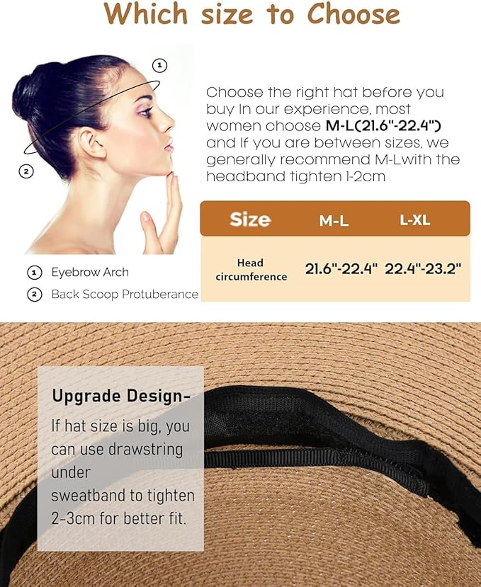Sombrero de Paja para Mujer UV UPF 80+ Plegable miniatura 6