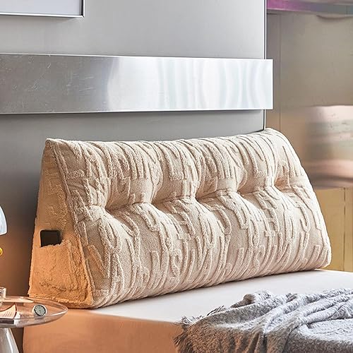 Miniatura 10 de Almohada triangular para cabecero grande, respaldo de cuña de lectura, respaldo copetudo, cojín de apoyo para sofá cama con funda extraíble, rosa,