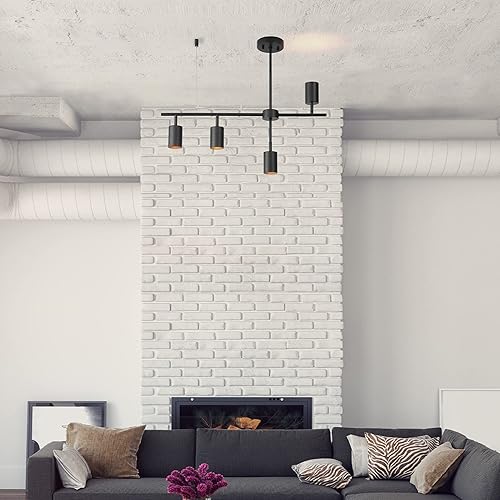 Miniatura 3 de Globe Electric 64000048 Iluminación geométrica de pista de 4 luces de altura ajustable, negro mate, luz de techo, cabezales de luz de pista,