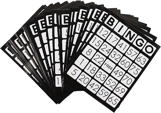 GSE Games & Sports Expert 100-Pack Black Giant Bingo Game Cards with Jumbo Numbers, Reusable Paper Bingo Sheets for Large Groups, Family/Friend Game Night