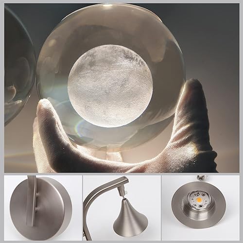 Miniatura 6 de Aplique de pared moderno, apliques de pared LED regulables de 5 W, luz de pared de cristal de luna para dormitorio, mesita de noche, baño, sala de
