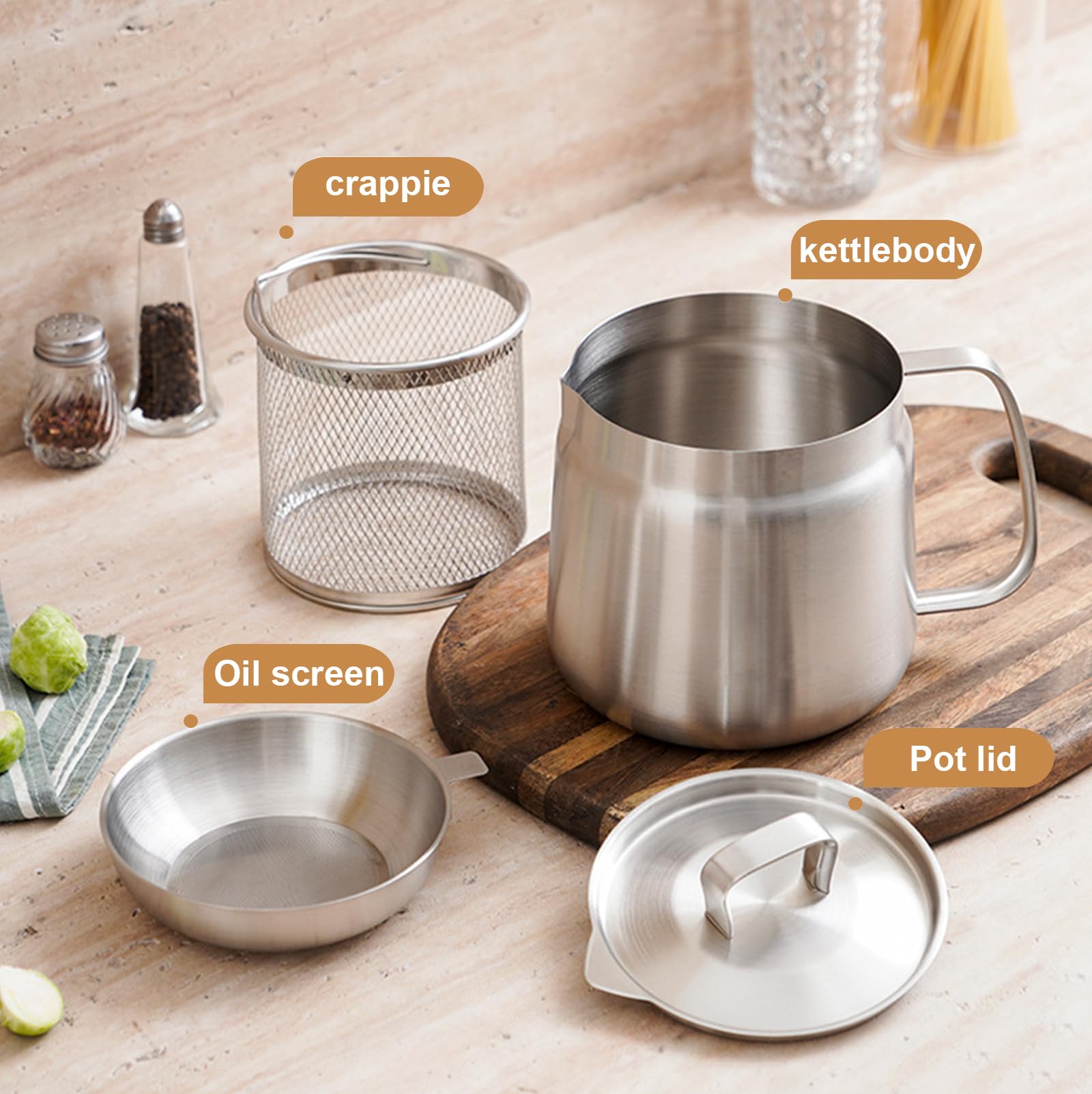 Contenitore Per Grasso APOMOONS 2L - Acciaio Inox, Con Filtro A Maglia Fine E Coperchio - Foto 5