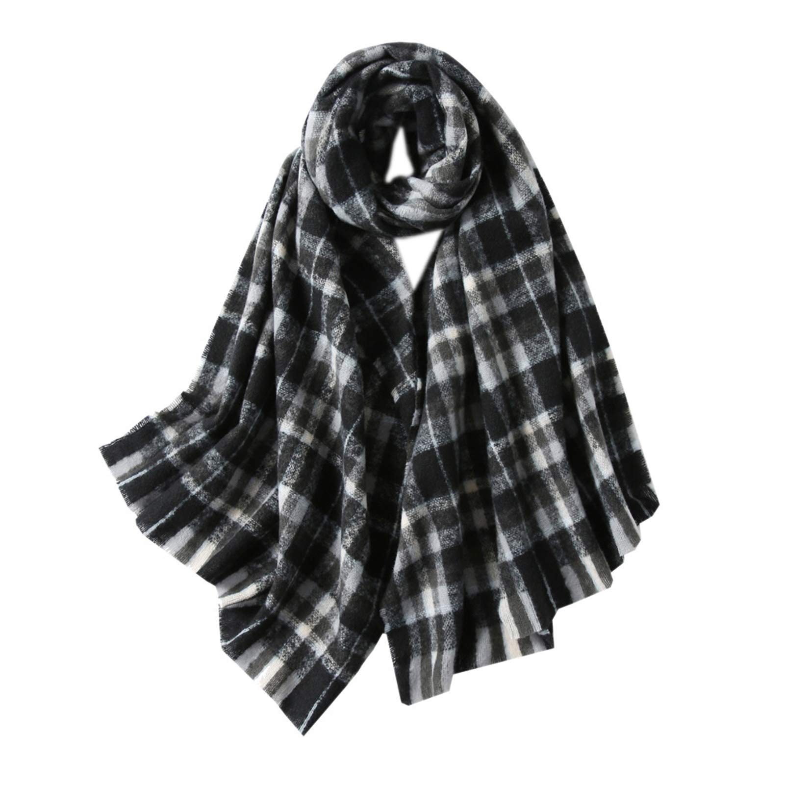 LERFEYUnisex Cashmere Feel Plaid Long Scarf Winter Large Wraps Warm Tartan Oversized Blanket Women Men British Style Knit Shawl