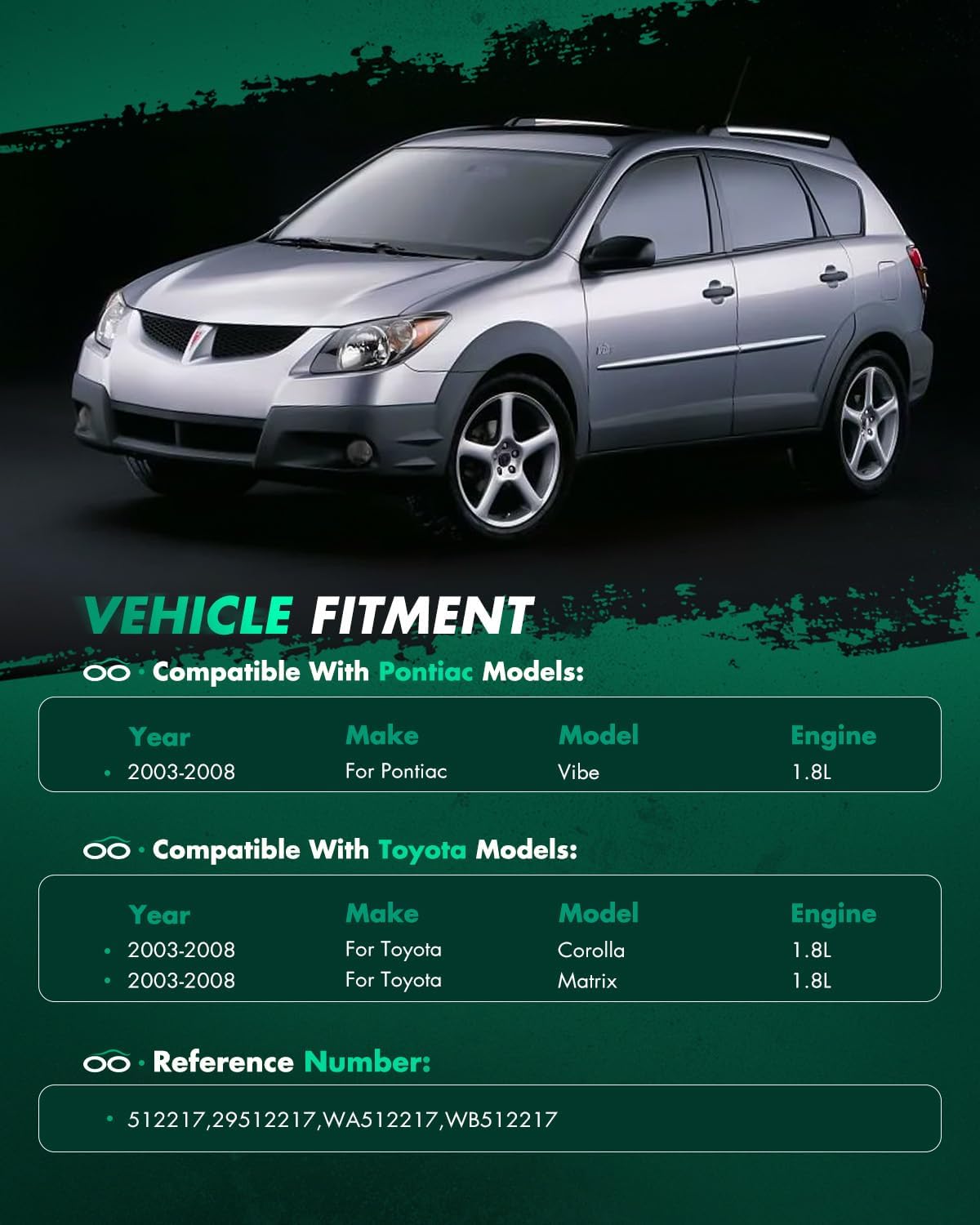 SCITOO 2 x Rear Wheel Bearing and Hub Assembly 2003-2008 for Pontiac Vibe for Toyota Corolla for Toyota Matrix,2004-2009 for Toyota Prius,ABS 5-Lug 1.5L 1.8L 512217 - Image 7