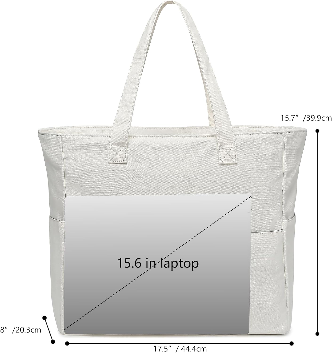 LEDAOU Large Beach Tote Bag Women Zipper Beach Tote Bag for Pool Gym Grocery Travel with Wet Pocket - Image 3