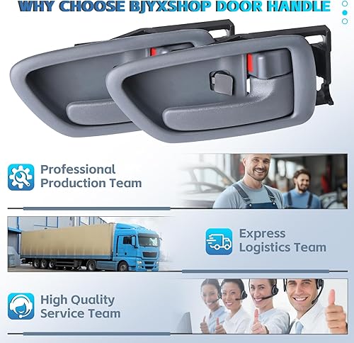 Miniatura 6 de Manijas de puerta interiores grises para Toyota Sequoia 2001-2007, para Toyota Tundra 2004-2006 (solo cabina doble), conductor delantero trasero
