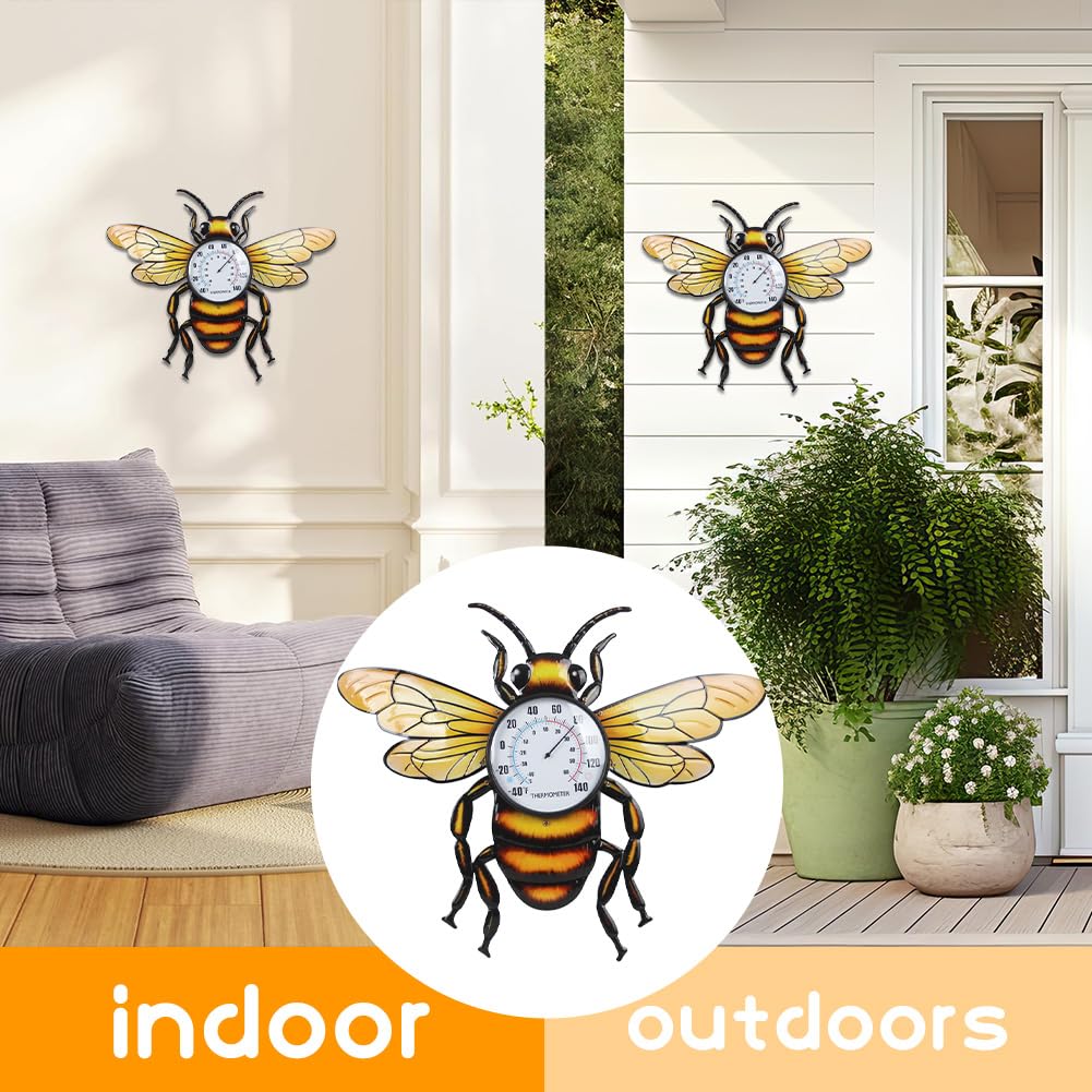 Termómetro para exteriores sin necesidad de batería, termómetro de pared de metal para exteriores, impermeable, termómetro decorativo para interiores y exteriores para patio, habitación
