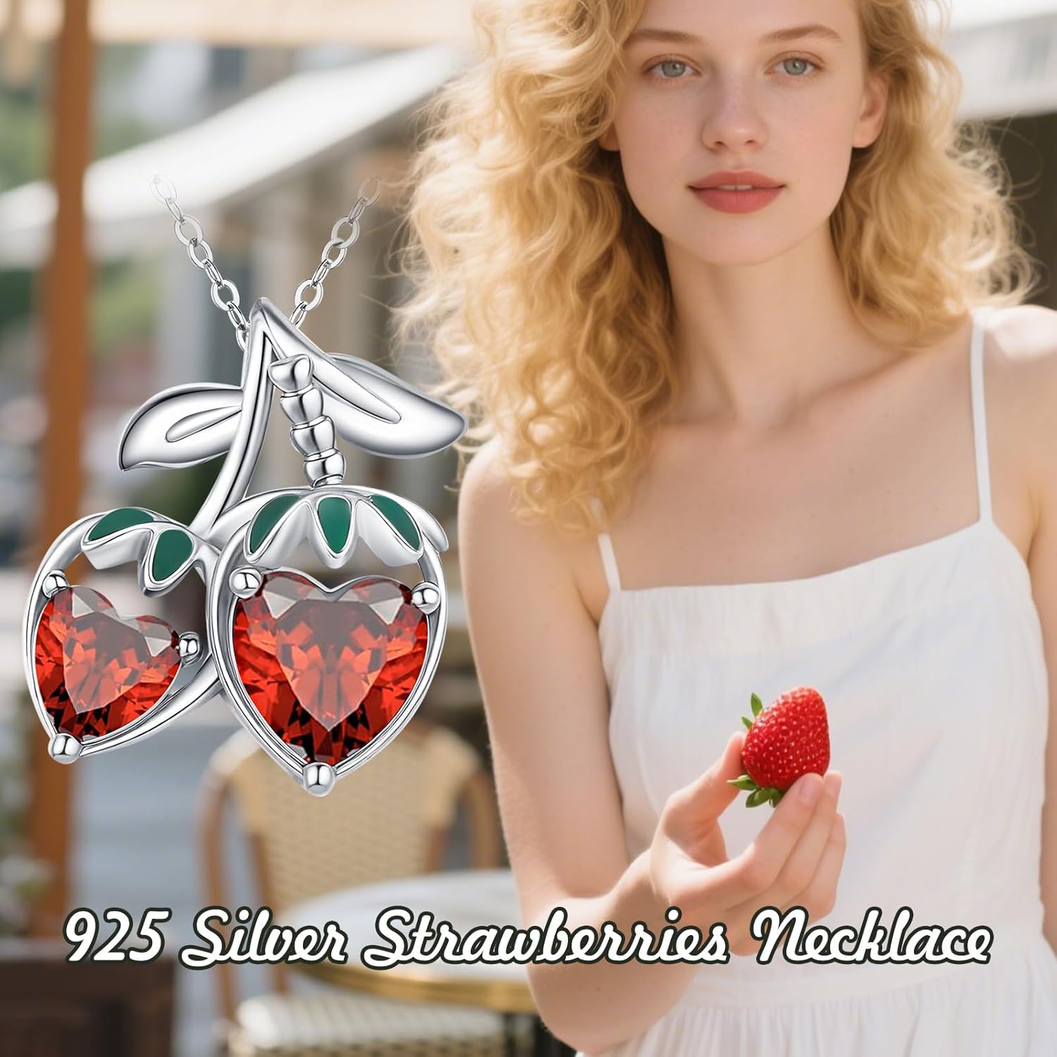 Cute Fruits Necklace Sterling Silver Apple/Strawberry/Cherry Pendant Fruits Jewelry Graduation Gifts for Women Girls - Image 6