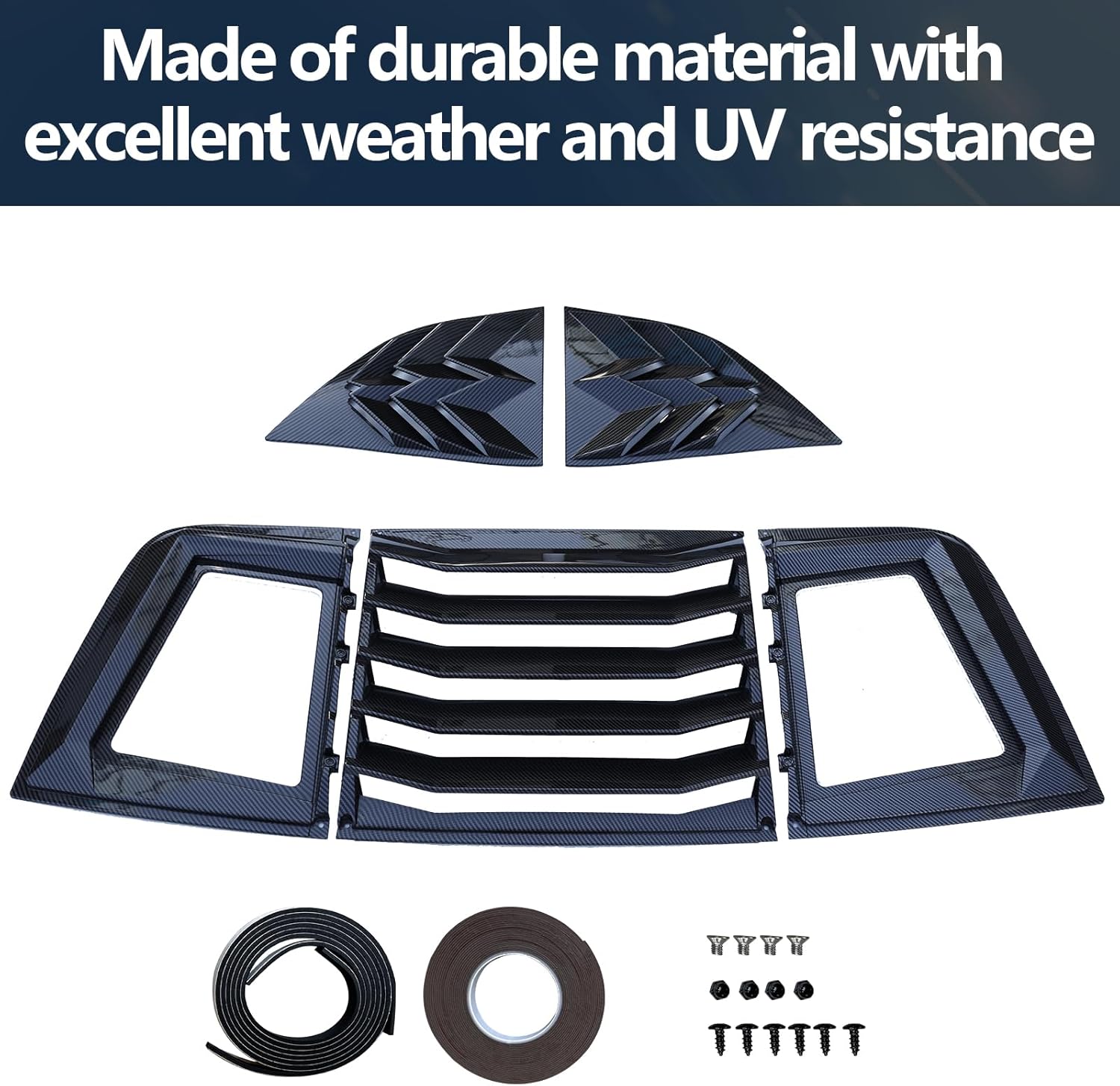 WildWell Rear & Side Window Louvers for Dodge Challenger 2008-2024 GT RT ScatPack SRT SXT SE TA Lambo Style Rear Windshield Sun Shade Cover Carbon Fiber Painted