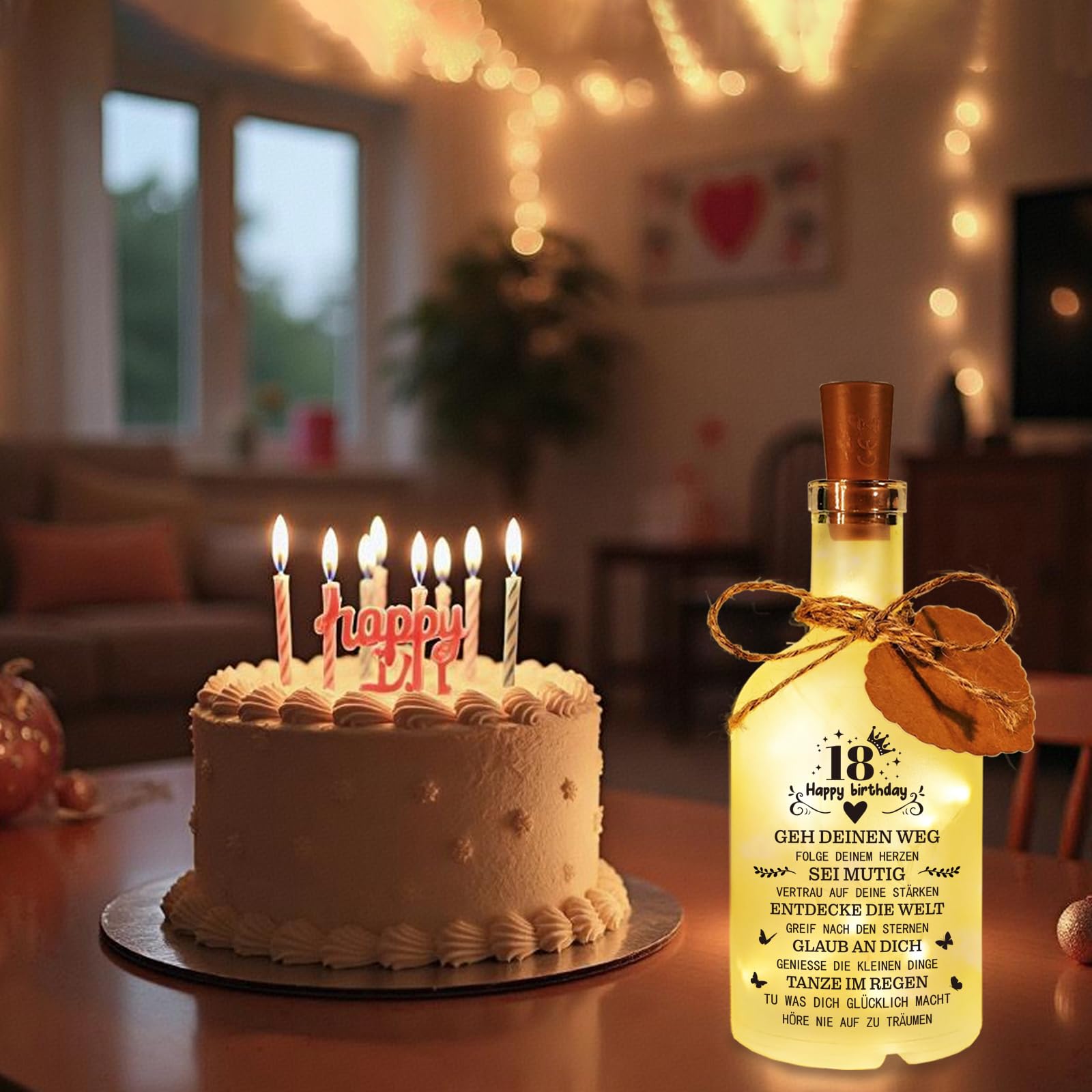 Geldgeschenk 18 Geburtstag Mädchen Junge, LED Flaschenlicht, Geldgeschenke Verpackung Geburtstag, 18. Geburtstag für Mädchen Junge Mann Frau Beste Freundin Schwester Familie