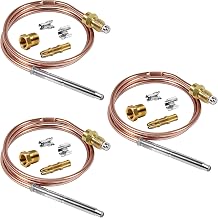 3 Sets Universal 24" Snap Thermocouple Kit, Compatible with Robertshaw Model 1980-024, Gas Heater & Oven Thermocoupler Replacement 24"/600mm