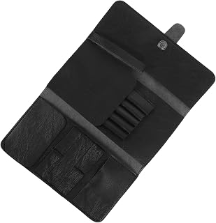 Leather Scissors Case for Organizer Barber Hairdressing Trips | Compact Multi Functional Pouch, Protects Blades from Scratches, Black Leather, for Outdoor Work and Salon Supplies