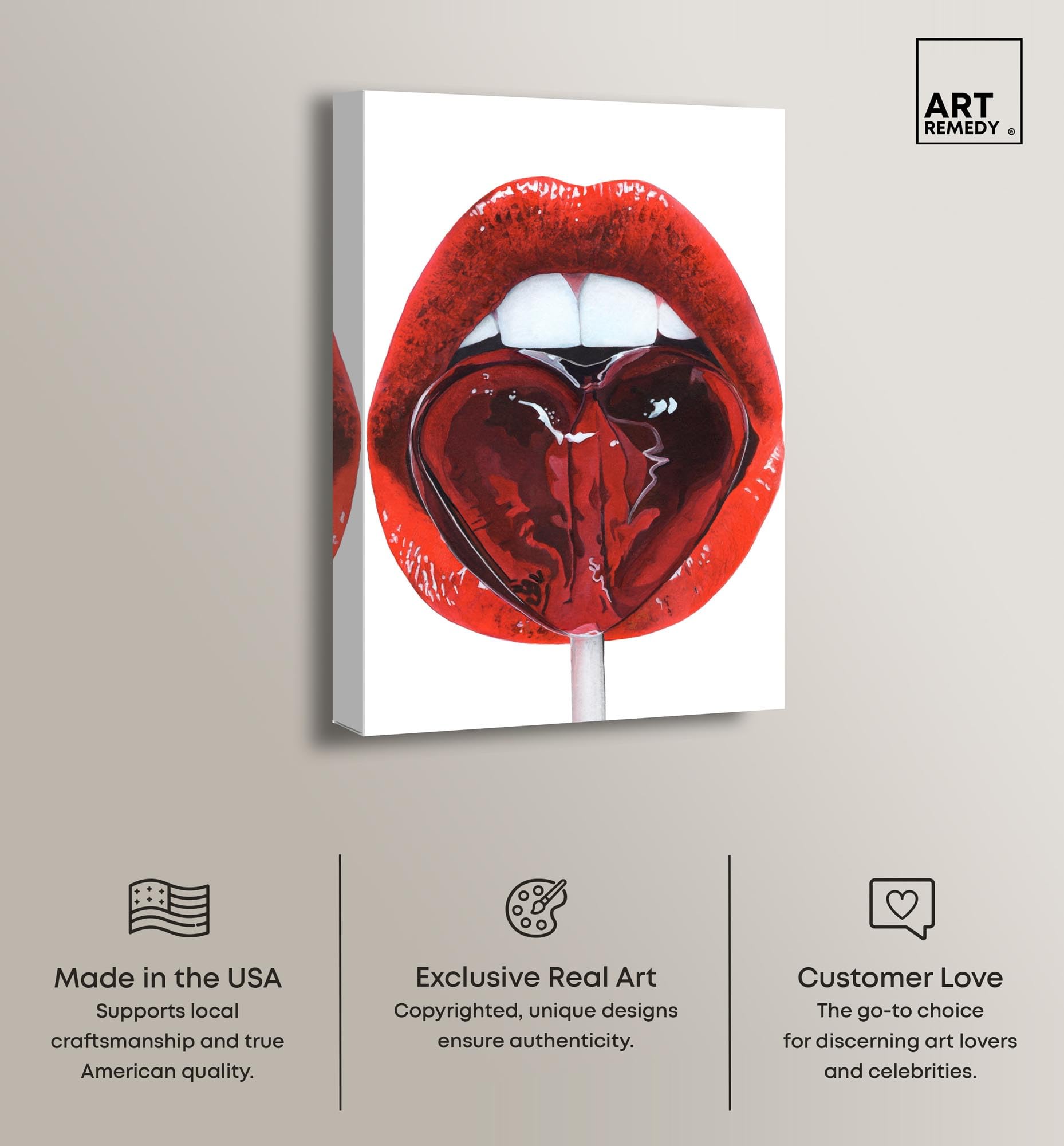 Art Remedy Lollipop Lips Canvas Miami Inspired Art Prints, Gallery