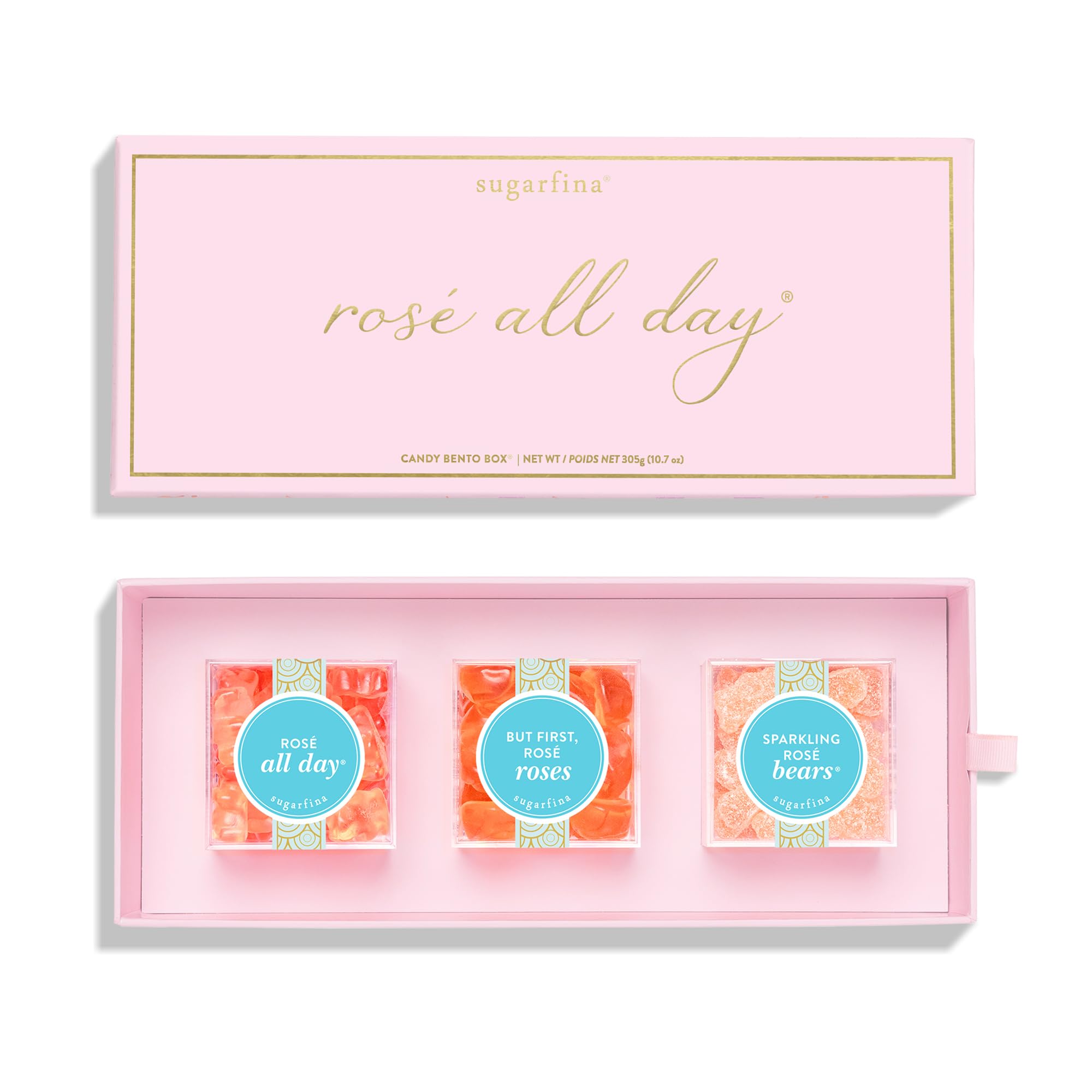 Sugarfina Rosé All Day 3 Piece Candy Bento Box | Rosè All Day Bears, Sparkling Rosé Bears, But First, Rosé Roses