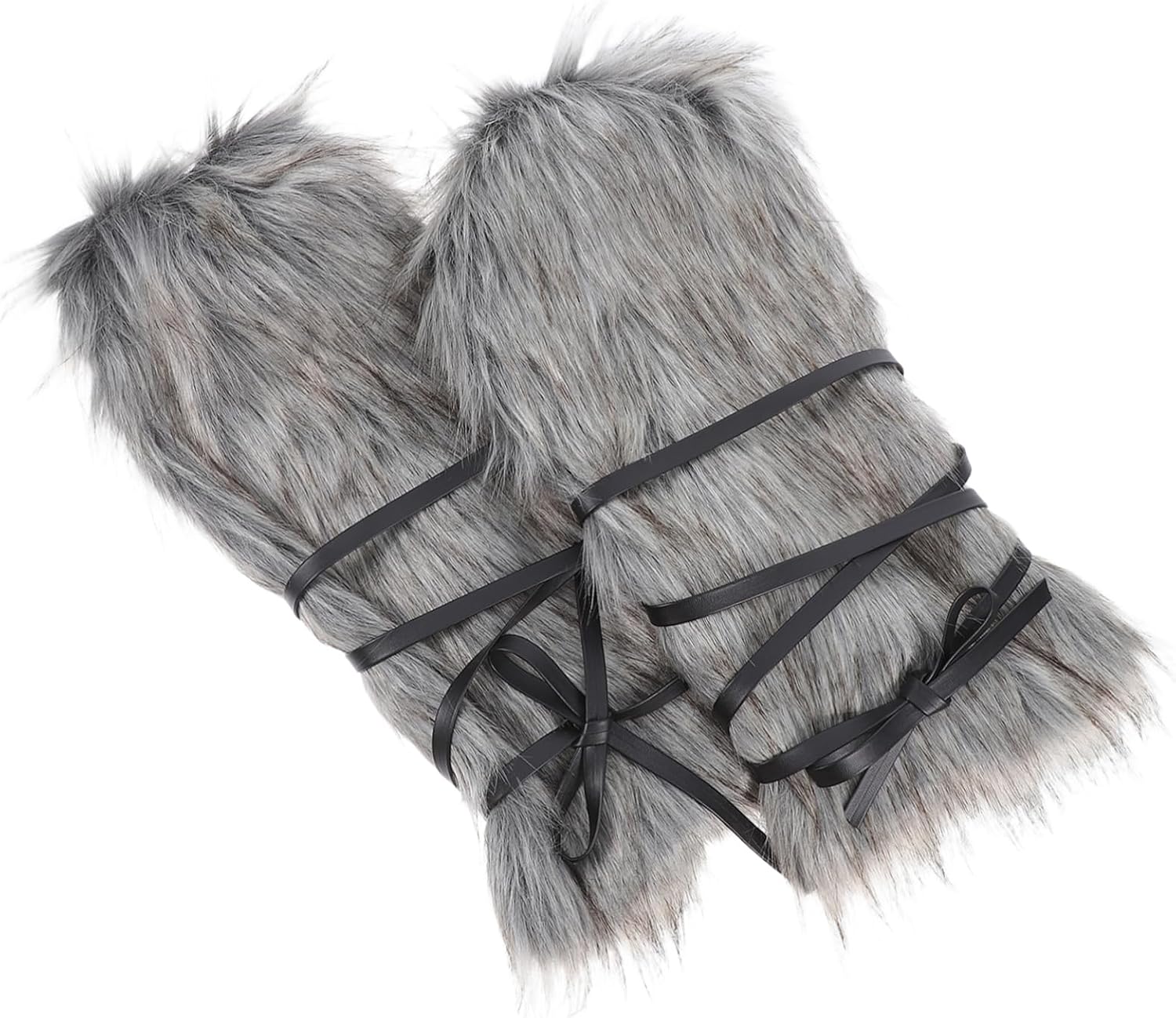 Alipis 2pcs Faux Fur Leg Warmers for Men and Women Medieval Costume Accessories Stylish and Warm Boot Covers for Cosplay and Halloween Parties