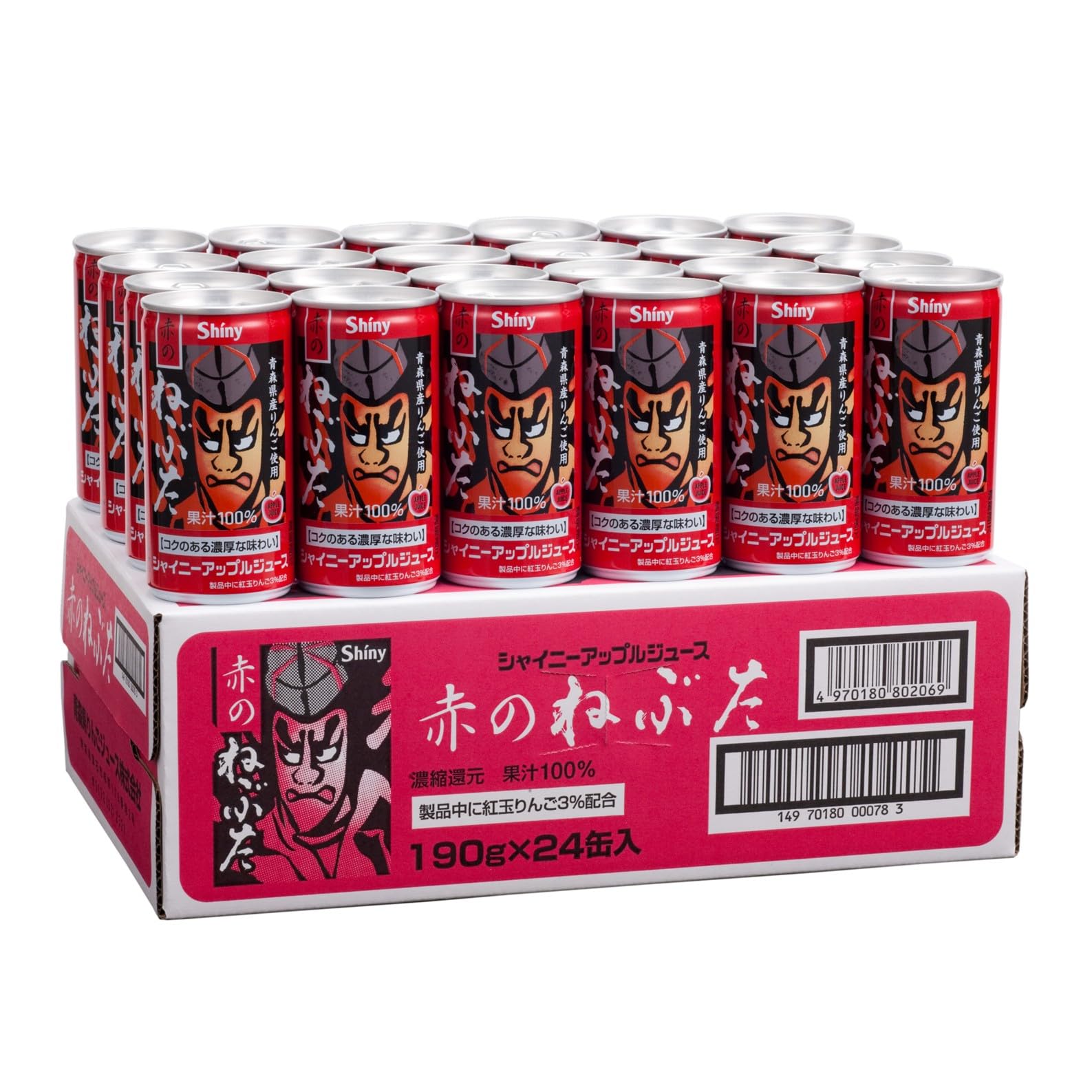 Amazon.co.jp: 青森県りんごジュース シャイニー 赤のねぶた 190g×24缶