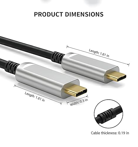 Miniatura 7 de Cable USB A a C de 33 pies, cable USB C de fibra óptica de alta velocidad de 10 Gbps, compatible con cámaras, cámaras web, proyectores, VRAR,