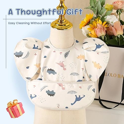 Miniatura 9 de 5 Pack Baby Feeding Bibs with Waterproof Food Catcher - Adjustable, Wipeable & Mess Proof for 0-5 Years