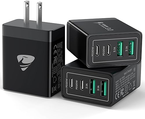 Miniatura 15 de Paquete de 2 Cargadores de Pared USB C, Bloque Cargador Rápido USB C de 40W y 4 Puertos con Puerto Dual QC+PD 3.0 Adaptador de Energía, Cargador de