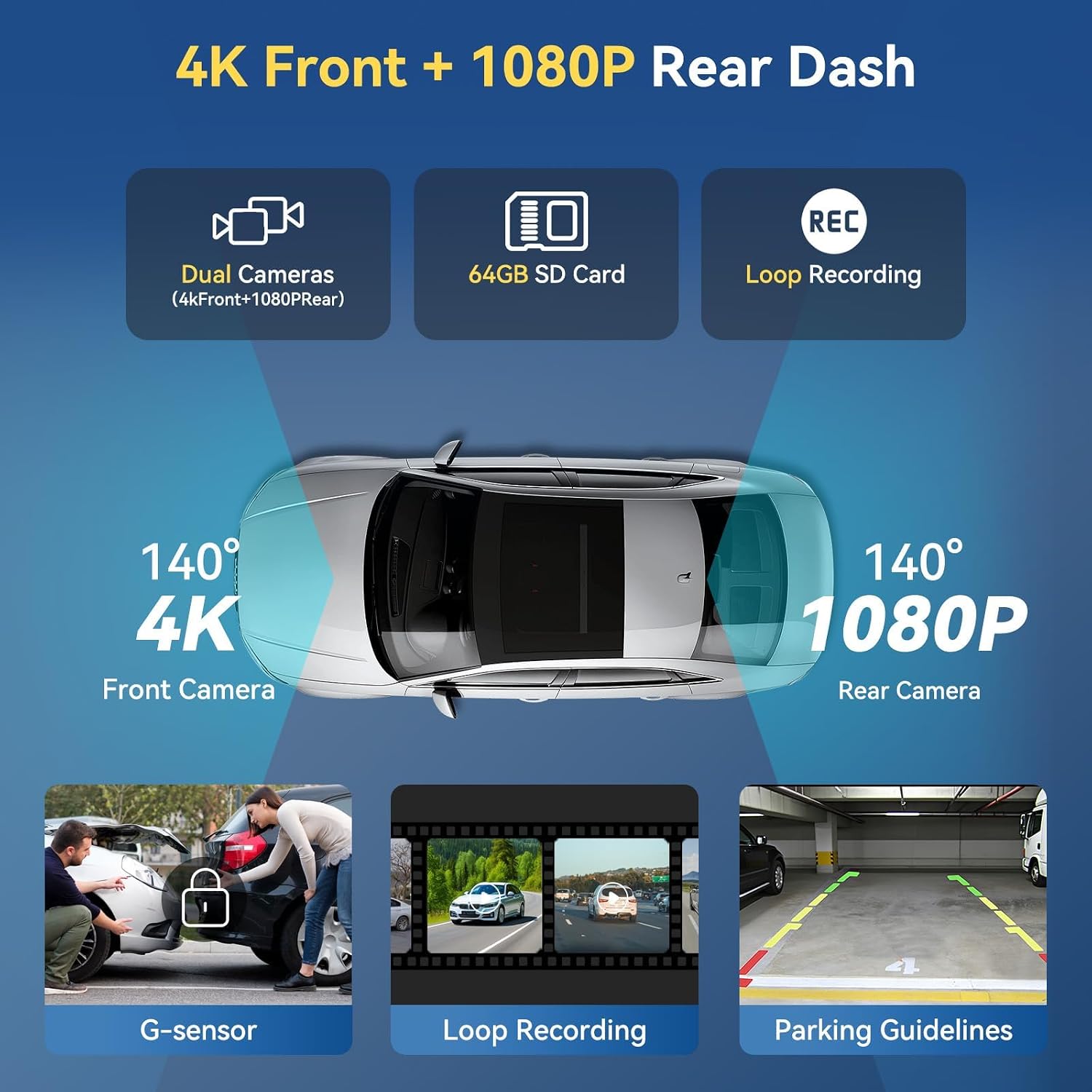 Carplay Screen for Car, 11.5" Wireless Carplay Screen with 4K Dash Cam, 1080P Rear Camera, Portable Car Stereo with A-pple CarPlay & Android Auto Screen, MirrorLink/TF Card/Siri/Bluetooth/AUX/FM/GPS