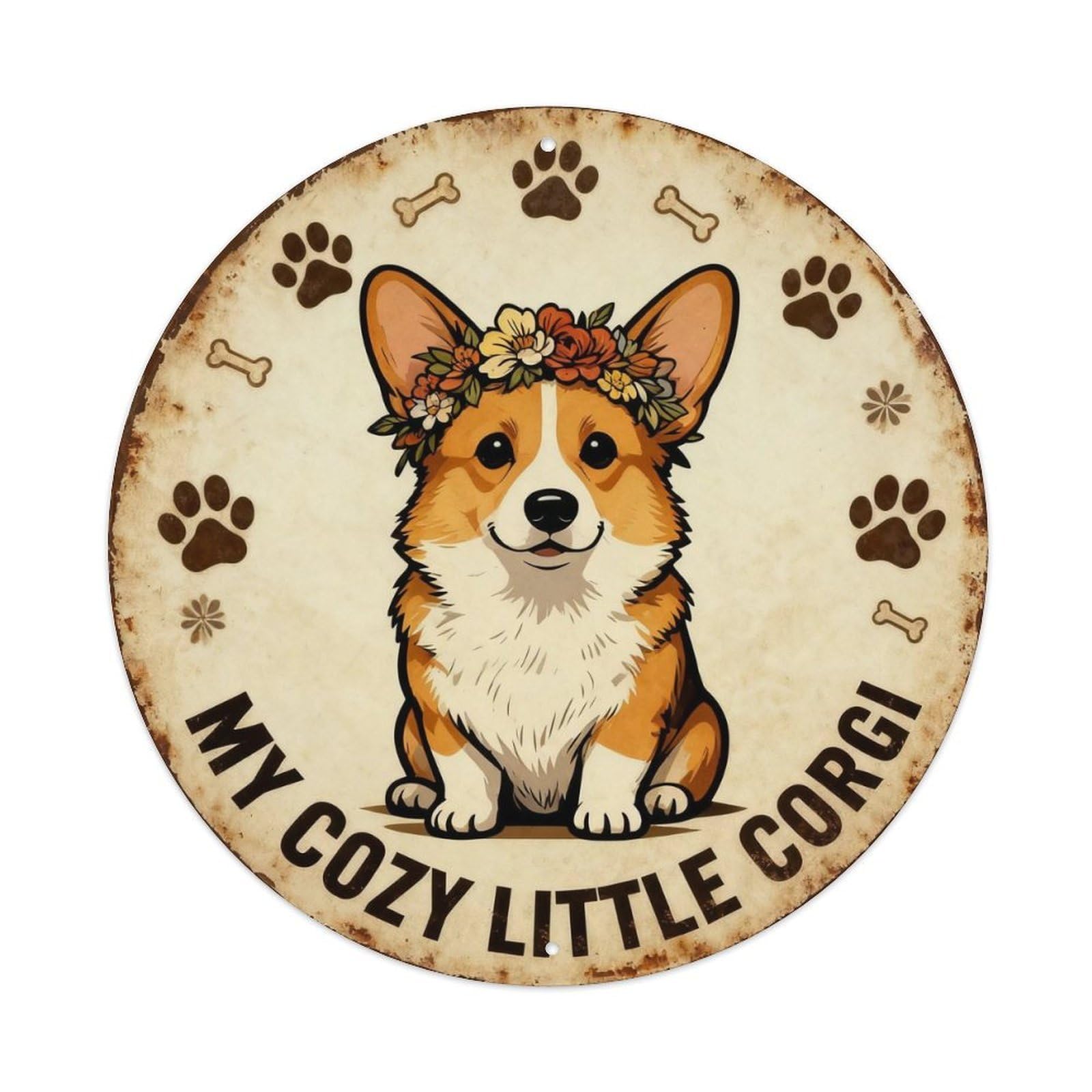 My Cozy Little Corgi Metal Tin Sign Plaque