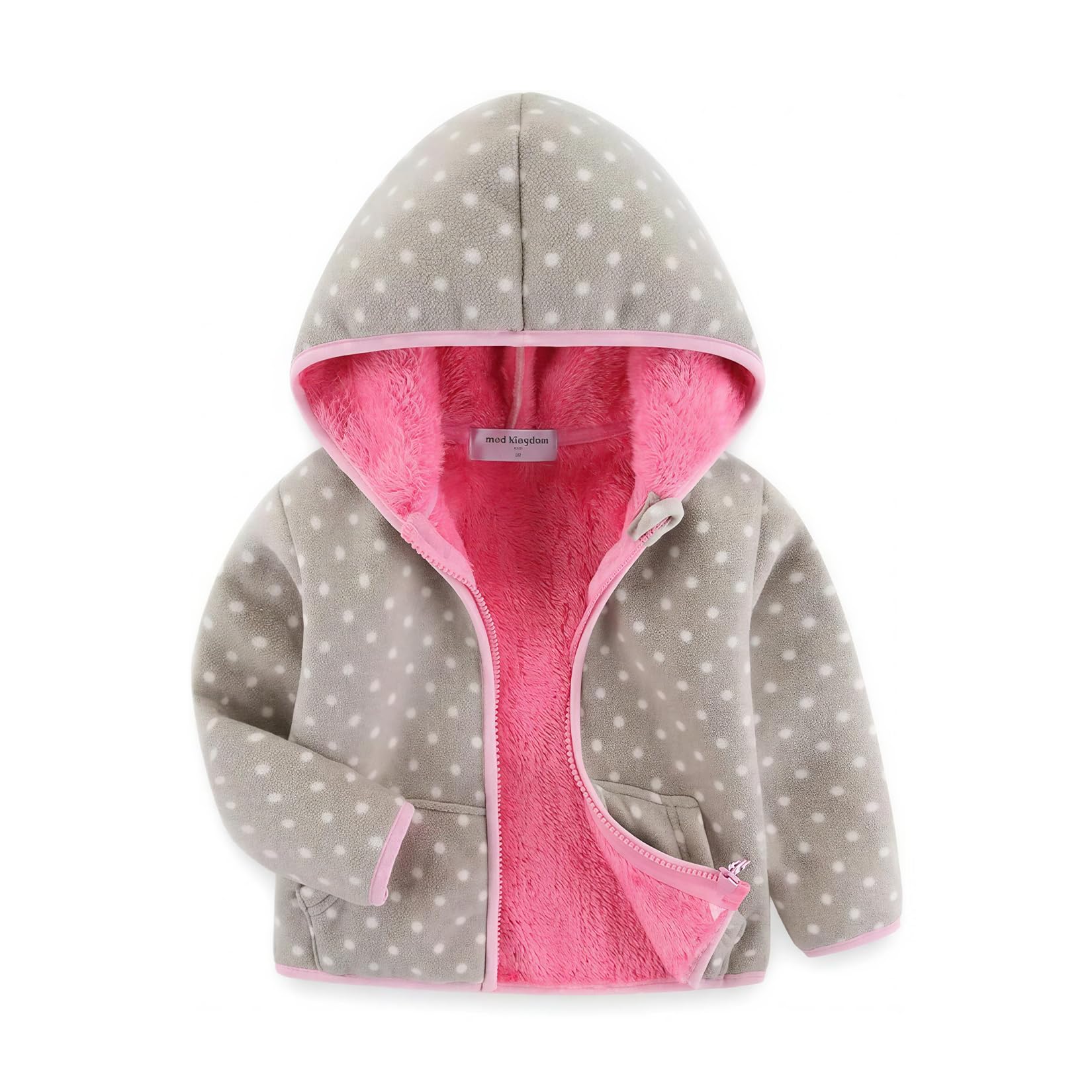 Mud Kingdom Boys Girls Polar Fleece Jacket with Hood Winter Thick Warm Outerwear Funny Cartoon