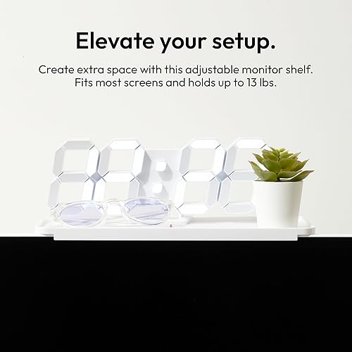 Miniatura 4 de Pixio Estante superior de almacenamiento de monitor blanco de 12 pulgadas, plataforma ajustable, ajuste universal, soporta hasta 13 libras, funciona