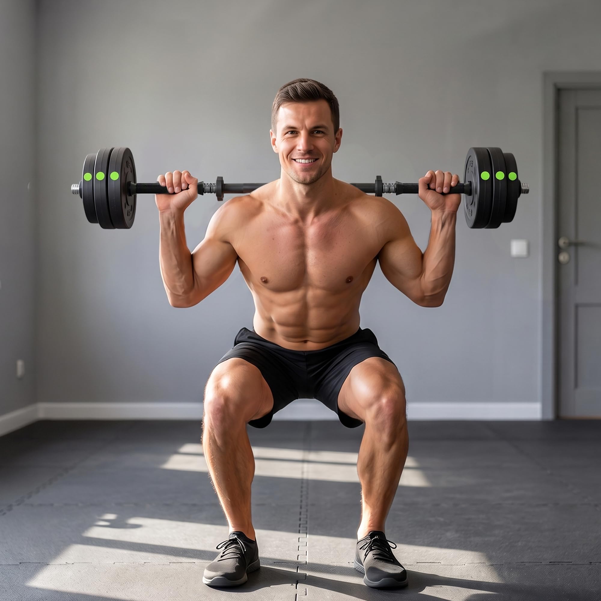 SPORTNOW Set di manubri regolabili 2 in 1, 15 kg a 30 kg, set di manubri con barra di collegamento e impugnatura antiscivolo, manubri e manubri per uomini e donne, esercizio fitness, casa palestra
